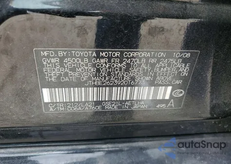 2009 Lexus Is 350 z USA, uszkodzony, nr VIN JTHBE262392016773